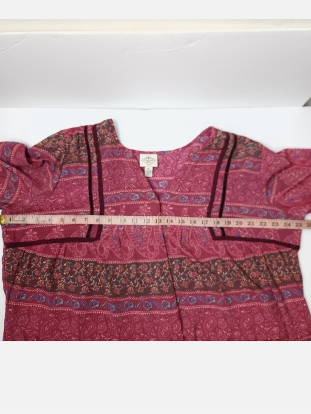 St John's Bay Boho Pasley Bordeaux Blouse - Picture 7 of 13